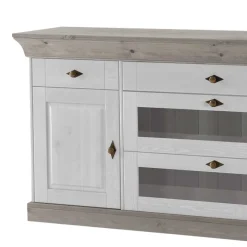 Outlet Wohnen Skandinavisches Sideboard Mirandesca in Weiß Grau