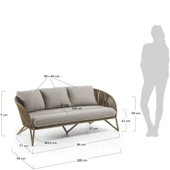 Clearance Wohnen Sofa aus Seilgeflecht in Hellbraun & Beige - Jadnea
