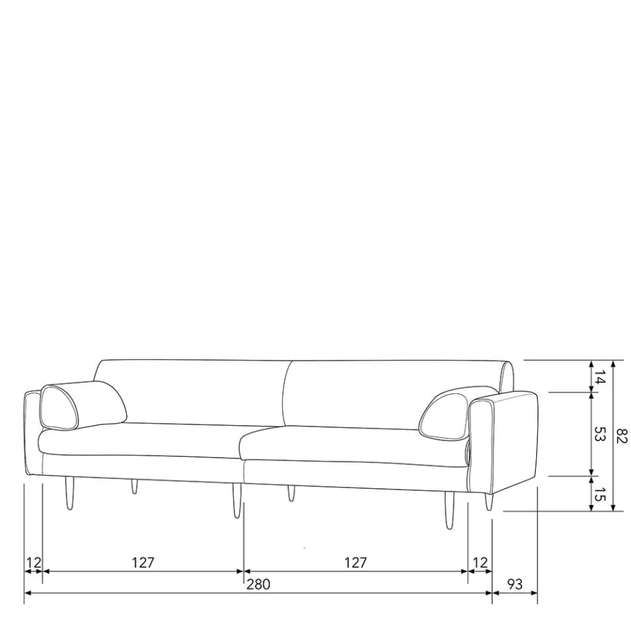 Discount Wohnen Sofa für drei Personen in Dunkelgrau - Augusta