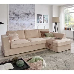 Outlet Wohnen Sofaecke in Creme Stoffbezug - Sumatria
