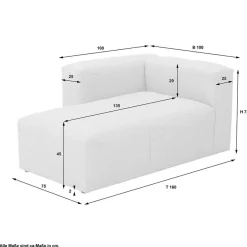 Outlet Wohnen Sofaelement Recamiere in Cremeweiß - Tembreno