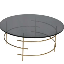 Wohnen Sofatisch aus Rauchglas & Metall Goldfarben - Crontone