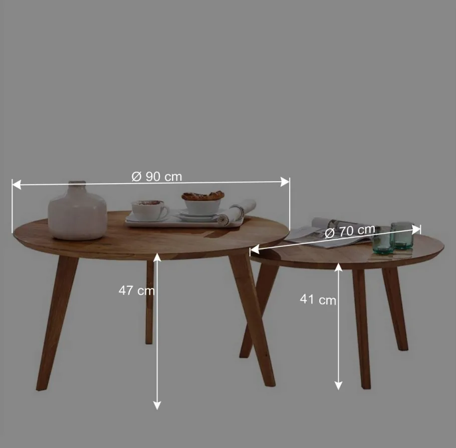 Best Wohnen Sofatisch Set aus Wildeiche Massivholz - Ofmany (zweiteilig)