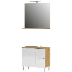 Sale Wohnen Spiegel & Beckenschrank in Weiß Glanz - Narilos (zweiteilig)