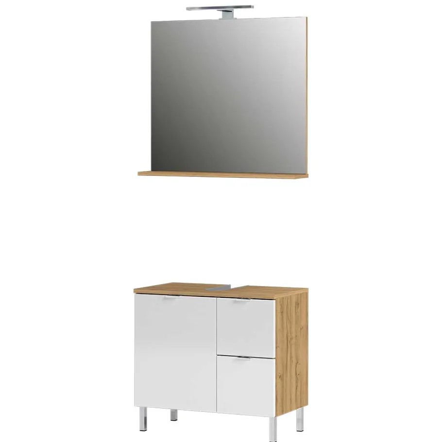 Sale Wohnen Spiegel & Beckenschrank in Weiß Glanz - Narilos (zweiteilig)