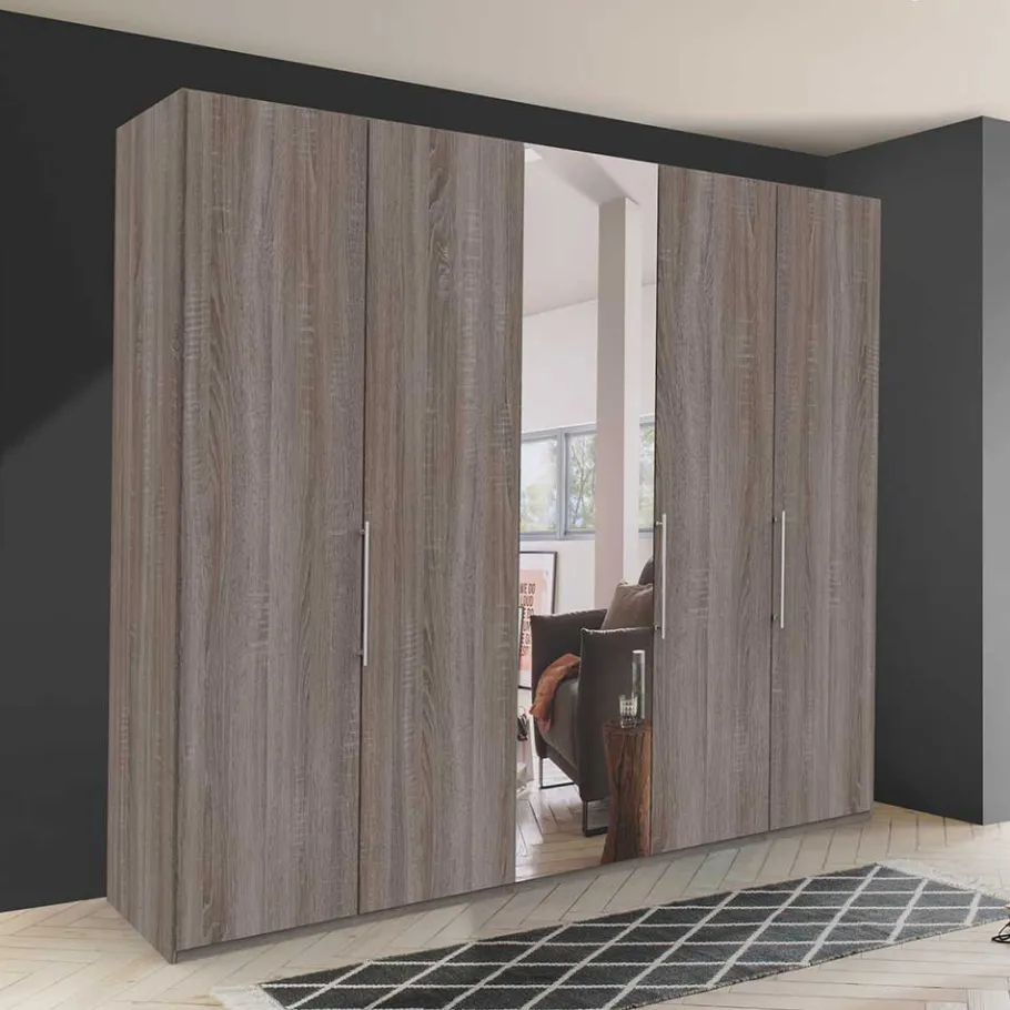 Discount Wohnen Spiegel Kleiderschrank in Holz-Nachbildung - Crenba