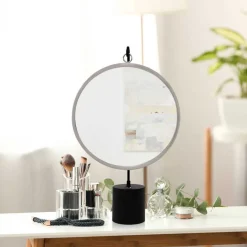 Outlet Wohnen Spiegel mit Ständer in Silber und Schwarz - Fraduno