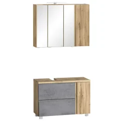 Best Wohnen Spiegelschrank 4-türig & Unterbeckenschrank - Mia (zweiteilig)