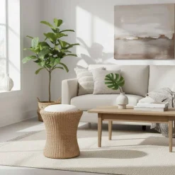 Sale Wohnen Stauraum Hocker Sabato aus Rattan