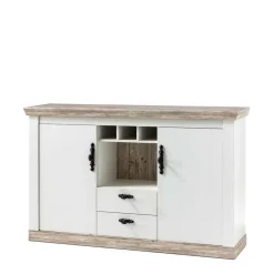 New Wohnen Stauraum Sideboard im Scandi Landhaus Stil Nedita in Weiß