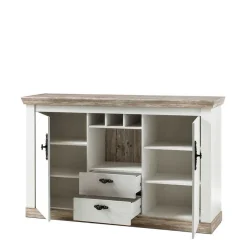 New Wohnen Stauraum Sideboard im Scandi Landhaus Stil Nedita in Weiß