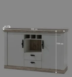 New Wohnen Stauraum Sideboard im Scandi Landhaus Stil Nedita in Weiß