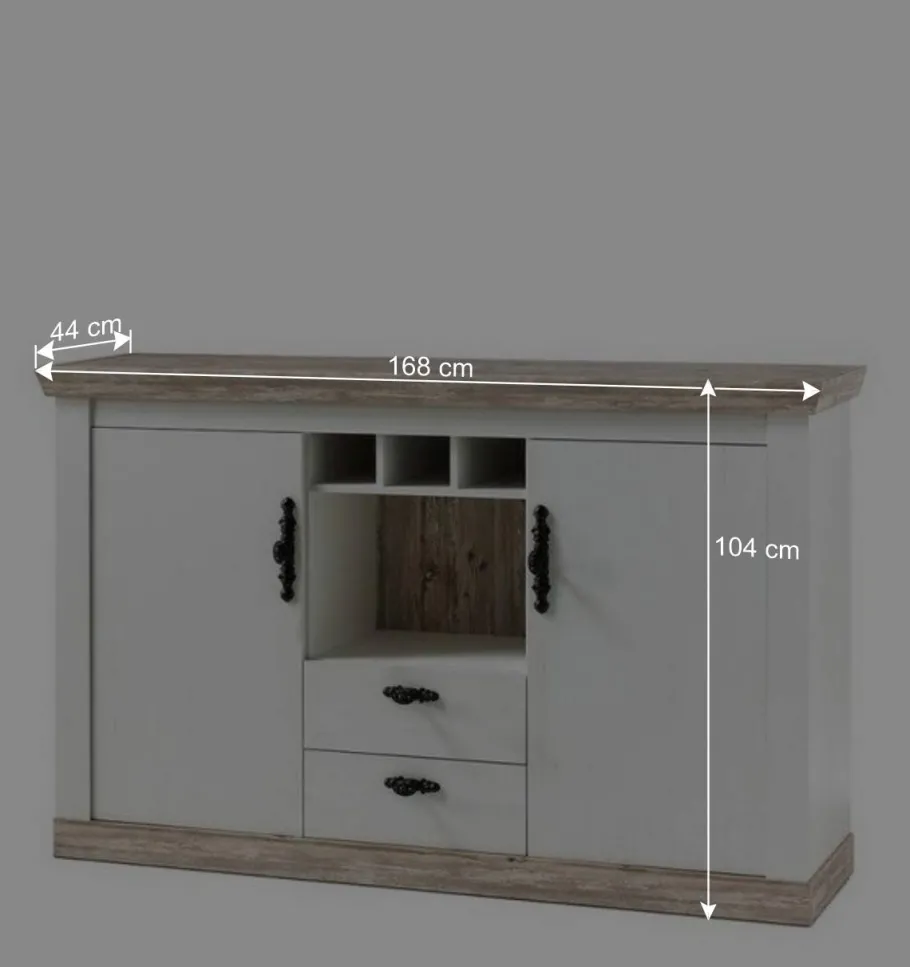 New Wohnen Stauraum Sideboard im Scandi Landhaus Stil Nedita in Weiß