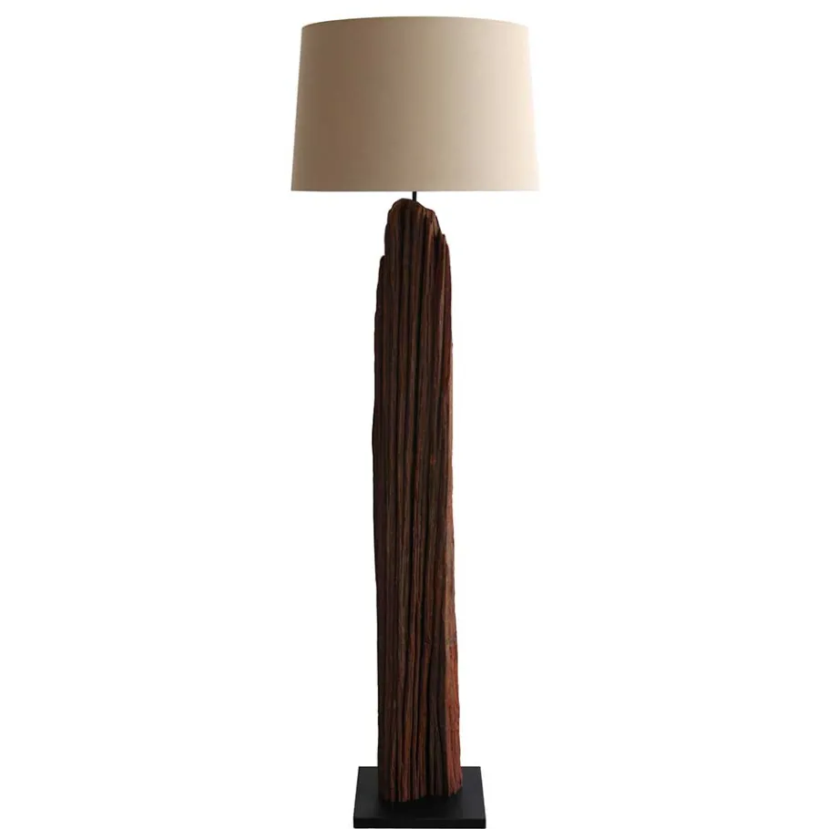 Best Wohnen Stehlampe mit Stoffschirm und Treibholz Stele - Duvianco