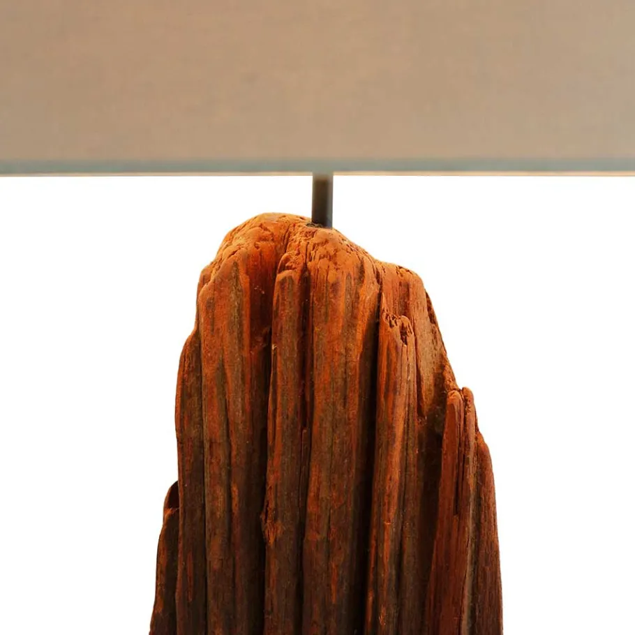 Best Wohnen Stehlampe mit Stoffschirm und Treibholz Stele - Duvianco