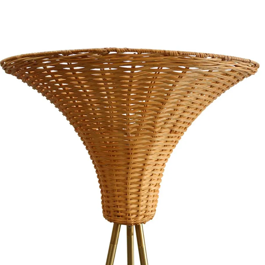 New Wohnen Stehleuchte mit Geflechtschirm Rattan - Alexandre