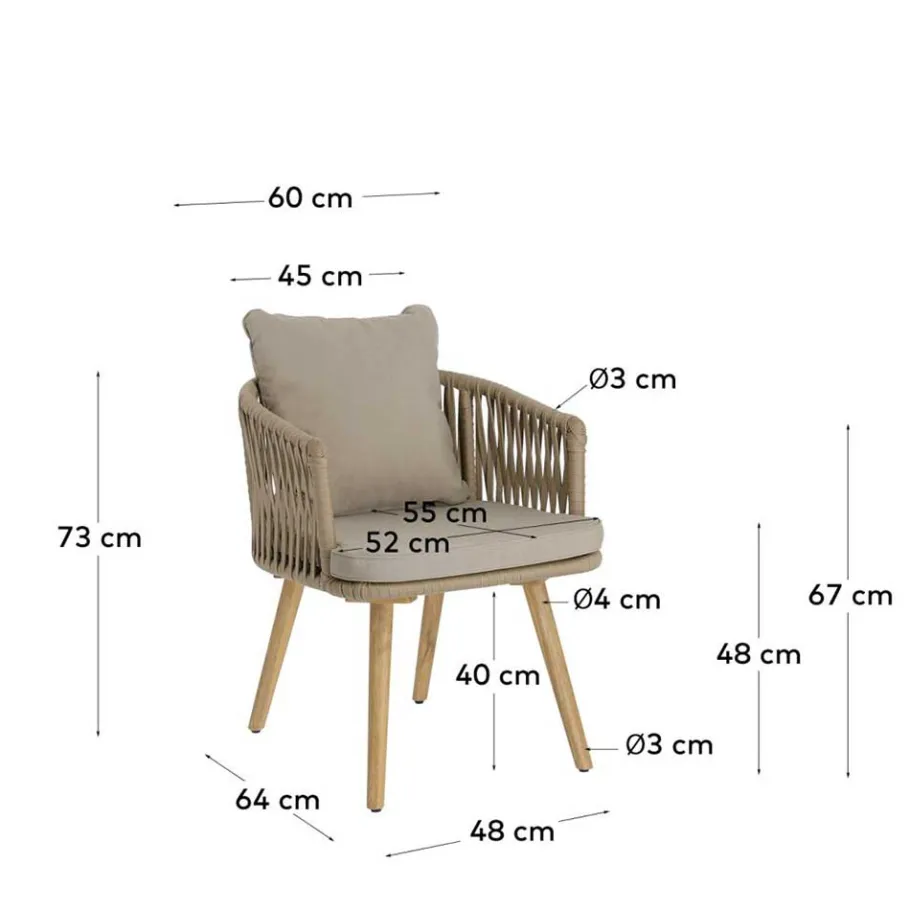 Outlet Wohnen Stühle aus Kordelgeflecht & Holz - Movement (2er Set)