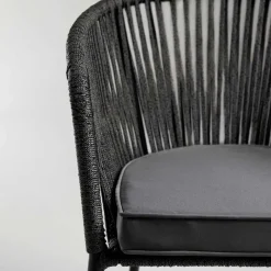 Online Wohnen Stühle mit Kordelgeflecht in Schwarz - Gesdana (4er Set)