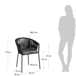 Online Wohnen Stühle mit Kordelgeflecht in Schwarz - Gesdana (4er Set)