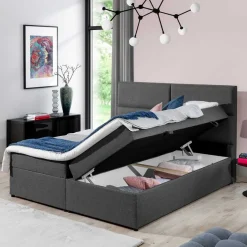 Best Wohnen Stoffbett in Dunkelgrau mit Stauraum - Detroit