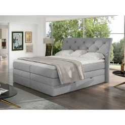 Clearance Wohnen Stoff-Boxspringbett in Hellgrau - Helmu