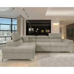 Sale Wohnen Stoffcouch mit Bettfunktion in Taupe - Moglesia