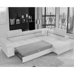 Sale Wohnen Stoffcouch mit Bettfunktion in Taupe - Moglesia