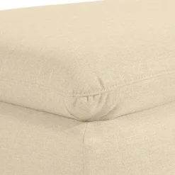 Wohnen Stoffhocker in Beige mit Nussbaum Braun - Nando