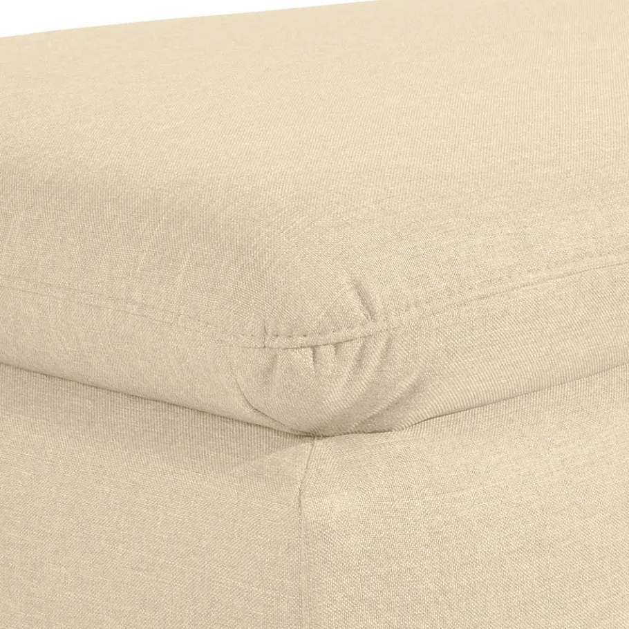 Wohnen Stoffhocker in Beige mit Nussbaum Braun - Nando