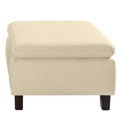 Wohnen Stoffhocker in Beige mit Nussbaum Braun - Nando