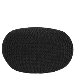 Discount Wohnen Strickstoff Pouf in Schwarz - Selvas