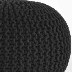 Discount Wohnen Strickstoff Pouf in Schwarz - Selvas