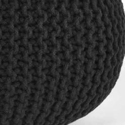 Discount Wohnen Strickstoff Pouf in Schwarz - Selvas