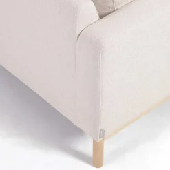 Sale Wohnen Strukturstoff Ecksofa in Creme & Buche - Adejano