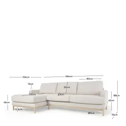 Sale Wohnen Strukturstoff Ecksofa in Creme & Buche - Adejano