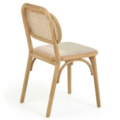 New Wohnen Stuhl mit Wiener Geflecht & Stoffsitz Beige - Fiorenza (2er Set)