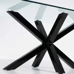 Online Wohnen Stylischer Glastisch Transparent Sismail mit Stahl Mikado Gestell Schwarz