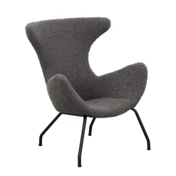 Best Wohnen Stylischer Sessel mit grauem Plüsch bezogen - Simple