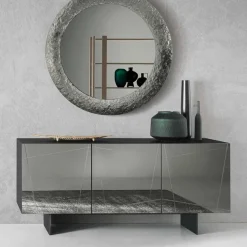 Best Wohnen Stylisches Sideboard mit Spiegel Front in Rauchgrau - Odangelo