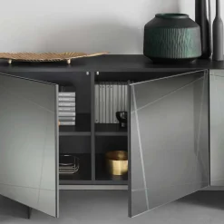 Best Wohnen Stylisches Sideboard mit Spiegel Front in Rauchgrau - Odangelo