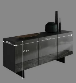 Best Wohnen Stylisches Sideboard mit Spiegel Front in Rauchgrau - Odangelo