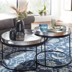 Discount Wohnen Tablett Couchtische in Silber - Astuto (zweiteilig)