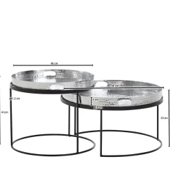 Discount Wohnen Tablett Couchtische in Silber - Astuto (zweiteilig)