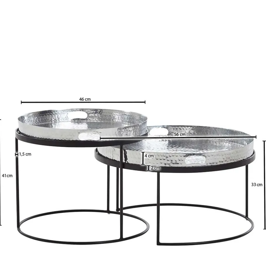 Discount Wohnen Tablett Couchtische in Silber - Astuto (zweiteilig)