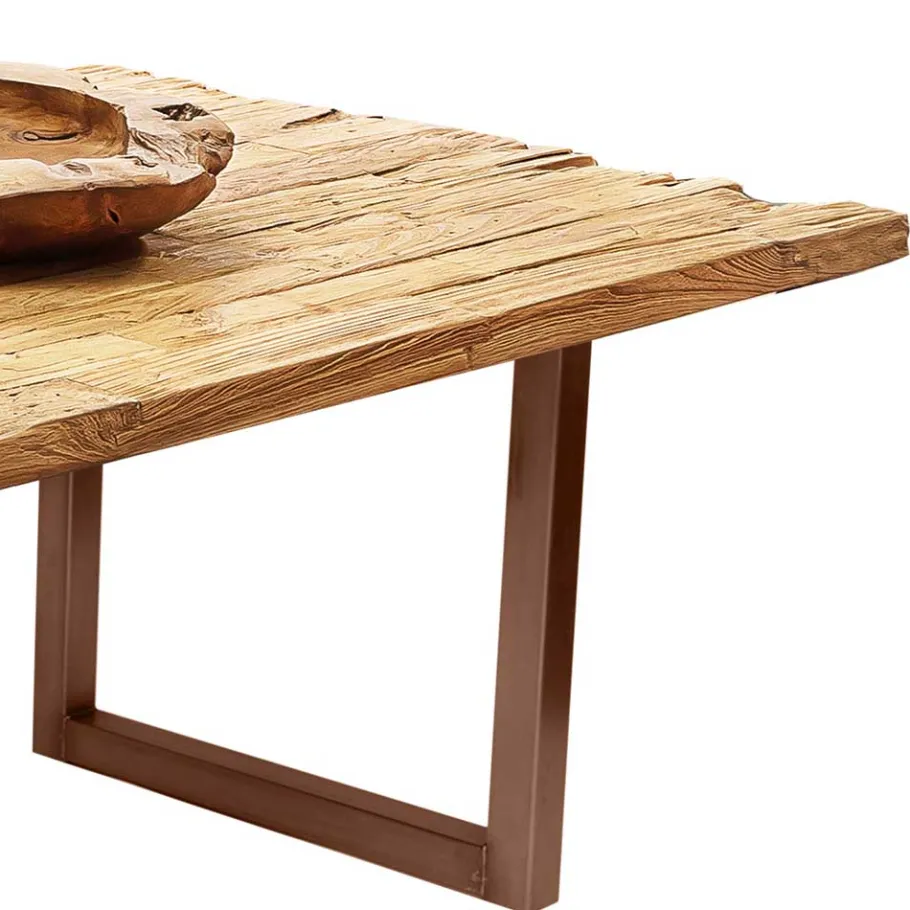 New Wohnen Teak Altholz Tisch mit U-Gestell - Montesa