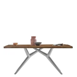 Discount Wohnen Teak Altholztisch mit Designgestell - Wemdi