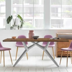 Discount Wohnen Teak Altholztisch mit Designgestell - Wemdi