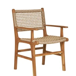 Hot Wohnen Teak Armlehnenstuhl mit Kordelgeflecht - Merlan (2er Set)
