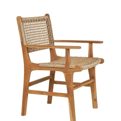Hot Wohnen Teak Armlehnenstuhl mit Kordelgeflecht - Merlan (2er Set)