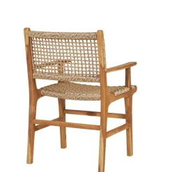 Hot Wohnen Teak Armlehnenstuhl mit Kordelgeflecht - Merlan (2er Set)